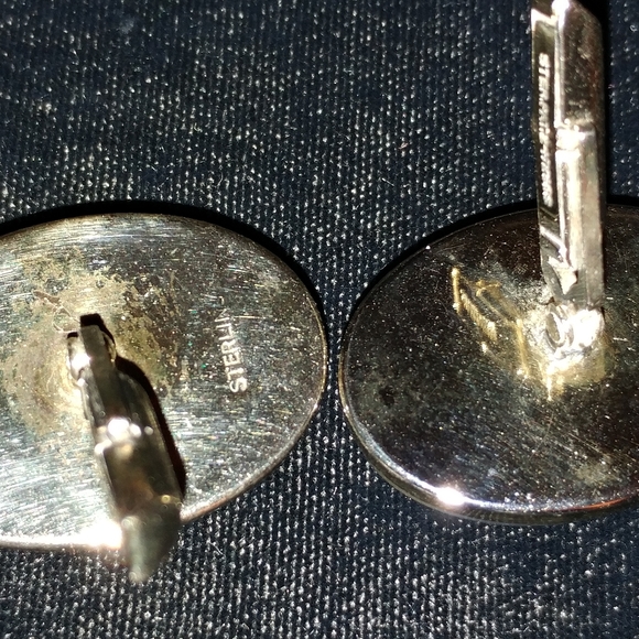 Vintage Large Sterling Agate Cufflinks - Picture 5 of 5